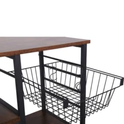 Wood And Metal Bakers Rack With 4 Shelves And Wire Basket Brown/Black - Benzara 11 Wood And Metal Bakers Rack With 4 Shelves And Wire Basket Brown/Black - Benzara -Living Space Shop GUEST 66d70f2c d276 4338 893f 7b858fe5436d