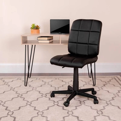 Mid-Back Quilted Vinyl Swivel Task Chair - Riverstone Furniture 5 Mid-Back Quilted Vinyl Swivel Task Chair - Riverstone Furniture - Image 5