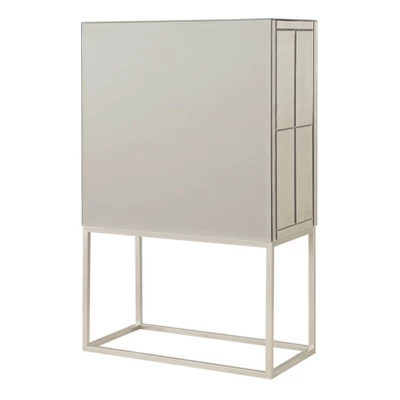 Robbie Contemporary 2 Door Mirrored Bar Cabinet With Wine Storage Gold - Treasure Trove 3 Robbie Contemporary 2 Door Mirrored Bar Cabinet With Wine Storage Gold - Treasure Trove - Image 3