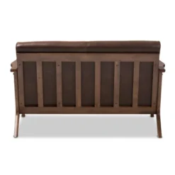 Bianca Mid-Modern Walnut Wood Distressed Faux Leather 2 Seater Loveseat Dark Brown - Baxton Studio -Living Space Shop GUEST 68316290 b05b 4341 bcec 627db563f289