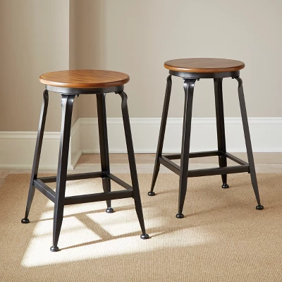 Set Of 2 Addison 24" Counter Height Barstool Metal/Brown - Steve Silver Co. 1 Set Of 2 Addison 24" Counter Height Barstool Metal/Brown - Steve Silver Co.