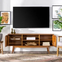 Solid Wood Mid-Century Modern TV Stand For TVs Up To 65" - Saracina Home 25 Solid Wood Mid-Century Modern TV Stand For TVs Up To 65" - Saracina Home -Living Space Shop GUEST 686002c1 8c90 4149 bce4 d40fc12f1038