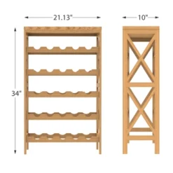 Hastings Home 25-Bottle Holder Freestanding Wine Rack With Tabletop, Brown