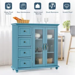 Costway Buffet Sideboard Table Kitchen Storage Cabinet W/ Drawers & Doors WhiteBlueGreen -Living Space Shop GUEST 69065e44 1e48 4b90 a7a8 6f10ecfc75ab