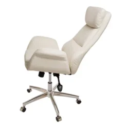 Mid Century Modern Bonded Leather Gaslift Adjustable Swivel Office Chair Cream - Glitzhome -Living Space Shop GUEST 692589e6 40a6 4092 8a88 be37cfce08ce