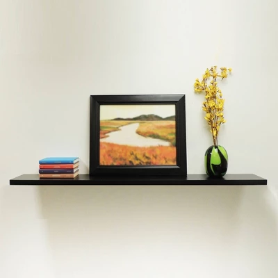 60" Slim Floating Shelf Wall Mounted Hidden Brackets Black - Inplace 1 60" Slim Floating Shelf Wall Mounted Hidden Brackets Black - Inplace