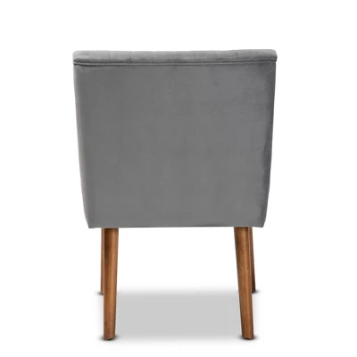 Alvis Velvet Upholstered And Wood Dining Chair - Baxton Studio 4 Alvis Velvet Upholstered And Wood Dining Chair - Baxton Studio - Image 4