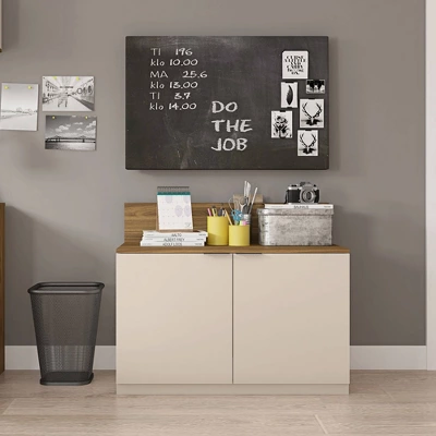 36" Wooden Accent Cabinet With 2 Doors Brown/Off White - The Urban Port 4 36" Wooden Accent Cabinet With 2 Doors Brown/Off White - The Urban Port - Image 4