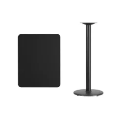 Flash Furniture 24'' X 30'' Rectangular Black Laminate Table Top With 18'' Round Bar Height Table Base