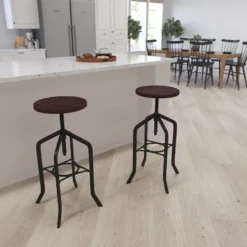 Merrick Lane 30 Inch Black Metal And Wood Bar Counter Stool With Adjustable Height Seat And 360° Swivel -Living Space Shop GUEST 6b20457f a38d 43b3 9a66 f91caa5c5256