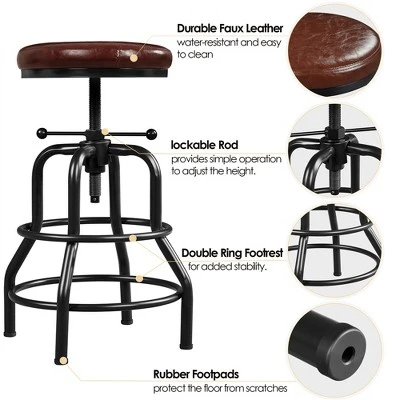 Yaheetech Industrial Counter Height Faux Leather Bar Stool Swivel 3 Yaheetech Industrial Counter Height Faux Leather Bar Stool Swivel - Image 3