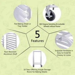 Costway 10 Sheet Aluminum Bakery Rack Silver Commercial Cookie Bun Pan Kitchen W/Wheel 14 Costway 10 Sheet Aluminum Bakery Rack Silver Commercial Cookie Bun Pan Kitchen W/Wheel -Living Space Shop GUEST 6c752f31 84ac 4f1a a777 72ef02cc60d9