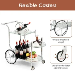 Costway Kitchen Cart Tea Cart Glass Shelves & Metal Frame With Wheels -Living Space Shop GUEST 6d052780 18fe 4988 b647 134c1b52a554
