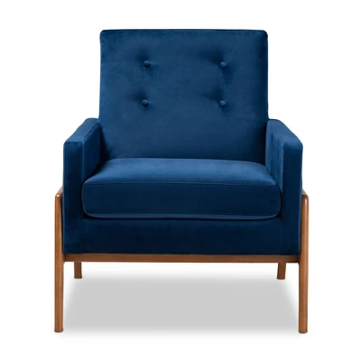 Perris Mid-Century Modern Velvet Fabric Upholstered Wood Lounge Chair - Baxton Studio 1 Perris Mid-Century Modern Velvet Fabric Upholstered Wood Lounge Chair - Baxton Studio