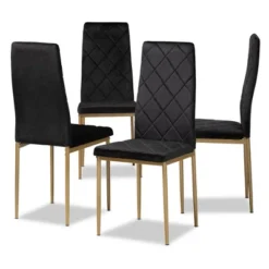 4pc Blaise Velvet Fabric Upholstered And Metal Dining Chair Set - Baxton Studio -Living Space Shop GUEST 6d795959 77f3 41da 857c a37cca34b93f