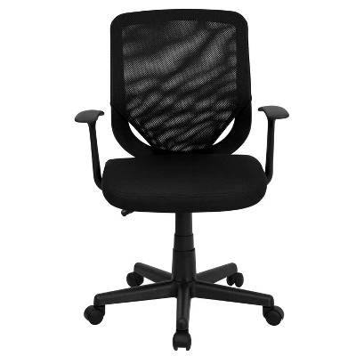 Emma And Oliver Mid-Back Black Mesh Tapered Back Swivel Task Office Chair With T-Arms 8 Emma And Oliver Mid-Back Black Mesh Tapered Back Swivel Task Office Chair With T-Arms - Image 8