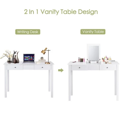 Costway Vanity Table Dressing Table Flip Top Desk Furniture White 5 Costway Vanity Table Dressing Table Flip Top Desk Furniture White - Image 5