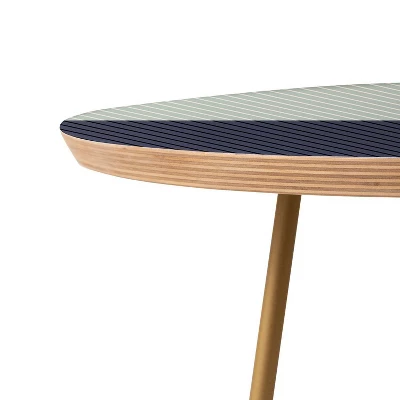 Round Colour Poems Color Block Lines Side Table Green/Gold - Deny Designs 2 Round Colour Poems Color Block Lines Side Table Green/Gold - Deny Designs - Image 2