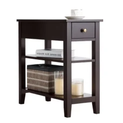 Costway 2 PCS 3Tier Nightstand Bedside Side End Table W/Double Shelves Brown -Living Space Shop GUEST 70988d32 f3c9 469a 9eb6 1e78afb30c53