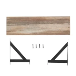 Genoa Wall Shelf On Triangular Metal Bracket Black/Rustic - Danya B. -Living Space Shop GUEST 7180a11c b435 4a4d 9983 cbdc418a030e