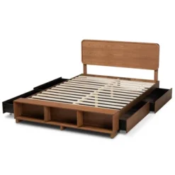 4 Drawer Vita Modern Transitional Wood Platform Storage Bed Walnut/Brown - Baxton Studio -Living Space Shop GUEST 7224c070 f5c0 421e be19 c7ae05d8a8e5