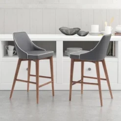 26" Wing Back Faux Leather Counter Height Barstool - Dark Gray - ZM Home -Living Space Shop GUEST 729c9c70 1df8 43d4 a968 c51fd8e6fb28