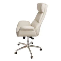 Mid Century Modern Bonded Leather Gaslift Adjustable Swivel Office Chair Cream - Glitzhome -Living Space Shop GUEST 7342164a ff7f 41ed 9637 e9920b79f14e