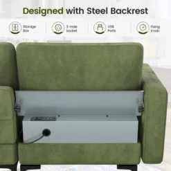 Costway Modular 3-Seat Sofa Couch W/ Socket USB Ports & Side Storage Pocket Army Green 12 Costway Modular 3-Seat Sofa Couch W/ Socket USB Ports & Side Storage Pocket Army Green -Living Space Shop GUEST 744d3c4e baad 4590 ac86 fddb3b54035b