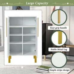 23.7" Freestanding Tipping Shoe Cabinet With Adjustable Shelves - ModernLuxe -Living Space Shop GUEST 750fcc82 12ac 4a07 b4ca 79dde6fe1306