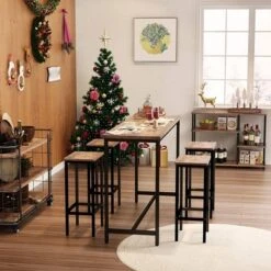 ODK 25.6 Inch Height Industrial Modern Wooden Counter Stool Seat Barstool With Footrest For Kitchen Island, Rustic Brown, Set Of 2 -Living Space Shop GUEST 75bf5d63 d3f1 4cb6 8ab4 336abbfa60bd