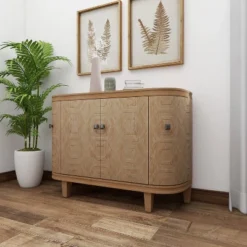 Traditional Carved Wood Curved Cabinet Brown - Olivia & May -Living Space Shop GUEST 75d49e93 a5c6 45f4 8d95 1671d7e841c3