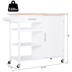HOMCOM 4-Tier Rolling Kitchen Island Utility Trolley Serving Cart Kitchen Storage Cart W/ Butcher Block Countertop, Drawer -Living Space Shop GUEST 775ce6fc 8088 4365 9d17 8e41881e5e94