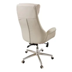 Mid Century Modern Bonded Leather Gaslift Adjustable Swivel Office Chair Cream - Glitzhome -Living Space Shop GUEST 77a52737 ee2e 41ba 90b5 90dcd1279487