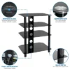 Mount-It! AV Component Media Stand, Audio Tower And Media Center With 4 Tempered Glass Shelves, 88 Lbs. Capacity, Black Silk