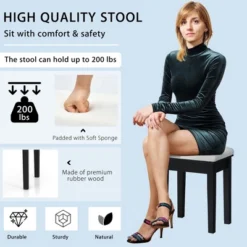 Costway Vanity Table Stool Set Large Tri-folding Lighted Mirror 6 Drawer Dresser WhiteBlack 17 Costway Vanity Table Stool Set Large Tri-folding Lighted Mirror 6 Drawer Dresser WhiteBlack -Living Space Shop GUEST 78eba56b 0c37 485b 8b19 8df17bcee8ed