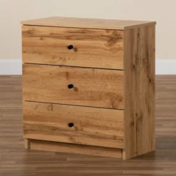 Decon Wood 3 Drawer Storage Chest Oak Brown - Baxton Studio -Living Space Shop GUEST 7a254a22 0b34 431a b924 bca364fadeb5