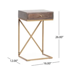 Bucyrus Rustic Glam Handcrafted Acacia Wood C Shaped Side Table Dark Brown/Gold - Christopher Knight Home -Living Space Shop GUEST 7c0f526e 3568 4c00 bdca 7e342ac7fb1d