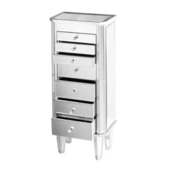 Melanie 7 Drawer Glam Jewelry Armoire Mirrored/Brushed - Aiden Lane -Living Space Shop GUEST 7d5df8cd 1f75 44b9 9e18 dd63926293b6