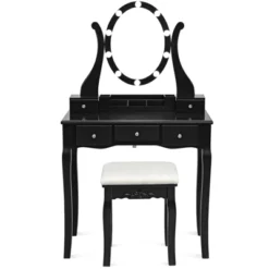 Tangkula Vanity Table Makeup Dresser Desk W/LED Light Drawers & Stool Black/Brown/White 16 Tangkula Vanity Table Makeup Dresser Desk W/LED Light Drawers & Stool Black/Brown/White -Living Space Shop GUEST 7ddd1bdc 8356 4056 b12d ac0a2c124720