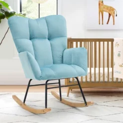 Epping Nursery Rocking Chair,Velvet Upholstered Glider Rocker Rocking Accent Chair,Wingback Rocking Chairs-Maison Boucle -Living Space Shop GUEST 7e7d1687 2a73 49e1 8782 edf68647419a