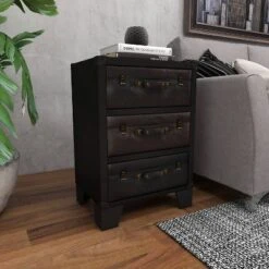 Traditional Wood And Faux Leather Cabinet Dark Brown - Olivia & May -Living Space Shop GUEST 7e9d36d7 8332 421d ad06 3df0fb746ba1