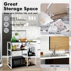 Costway Industrial Kitchen Baker's Rack Microwave Stand Utility Home Shelf W/ 6 Hooks -Living Space Shop GUEST 7f6a4dee ec49 437a 9b0c ff4e84dc850f