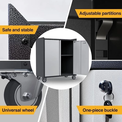 AOBABO Steel Wheeled Lockable Tool Box Supply Cabinet Organizer With Adjustable Storage Shelves For Homes, Offices, And Garages 4 AOBABO Steel Wheeled Lockable Tool Box Supply Cabinet Organizer With Adjustable Storage Shelves For Homes, Offices, And Garages - Image 4