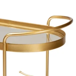 Kamal Glam Brushed Metal And Mirrored Glass 2 Tier Mobile Wine Bar Cart Gold - Baxton Studio 17 Kamal Glam Brushed Metal And Mirrored Glass 2 Tier Mobile Wine Bar Cart Gold - Baxton Studio -Living Space Shop GUEST 7fdb4788 9cc6 44ae 9d85 7ff4ff08d113
