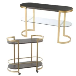 Lyflon Rolling Bar Cart Black/Gold - Aiden Lane -Living Space Shop GUEST 7fe41314 d803 44d6 ae77 72ec2bca0add