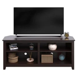 Entertainment Center - TV Stand Supports Up To 65-inch TVs - Traditional Design With 4 Cubbies And 2 Shelves By Lavish Home (Espresso) -Living Space Shop GUEST 80481061 cd3e 4edd bd1d 54213fefe405
