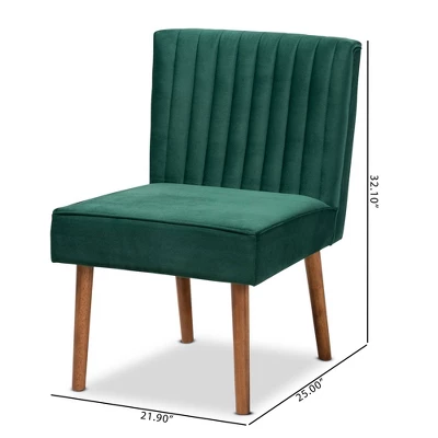 Alvis Velvet Upholstered And Wood Dining Chair - Baxton Studio 9 Alvis Velvet Upholstered And Wood Dining Chair - Baxton Studio - Image 9