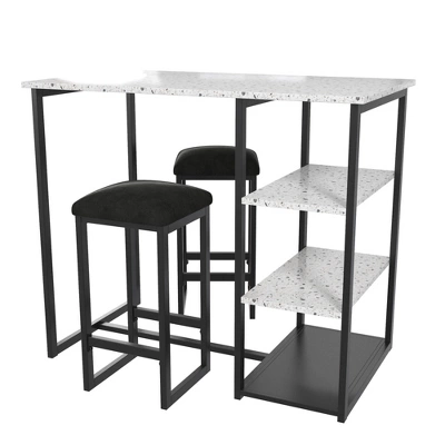 3pc Nora Bar Height Dining Set With Faux Terrazzo Top - Novogratz 3 3pc Nora Bar Height Dining Set With Faux Terrazzo Top - Novogratz - Image 3