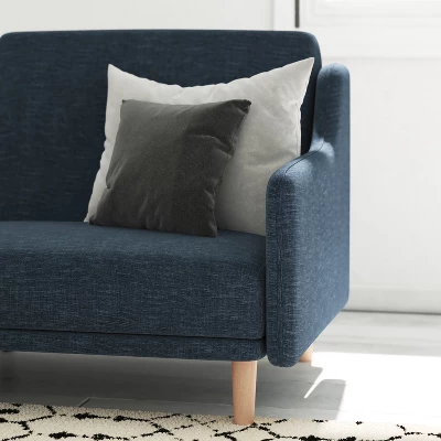 Emma And Oliver Plush Padded Upholstered Split Back Sofa Futon With Smooth Curved Removable Arms And Wooden Legs 4 Emma And Oliver Plush Padded Upholstered Split Back Sofa Futon With Smooth Curved Removable Arms And Wooden Legs - Image 4