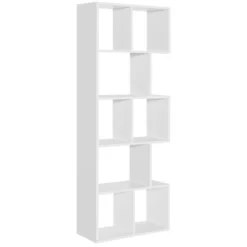 Costway 63'' Wooden 5-Tier Geometric Bookshelf S-shaped Display Shelf Stand Room Divider White 17 Costway 63'' Wooden 5-Tier Geometric Bookshelf S-shaped Display Shelf Stand Room Divider White -Living Space Shop GUEST 83f59082 4ebe 4631 823d 234689702a0b